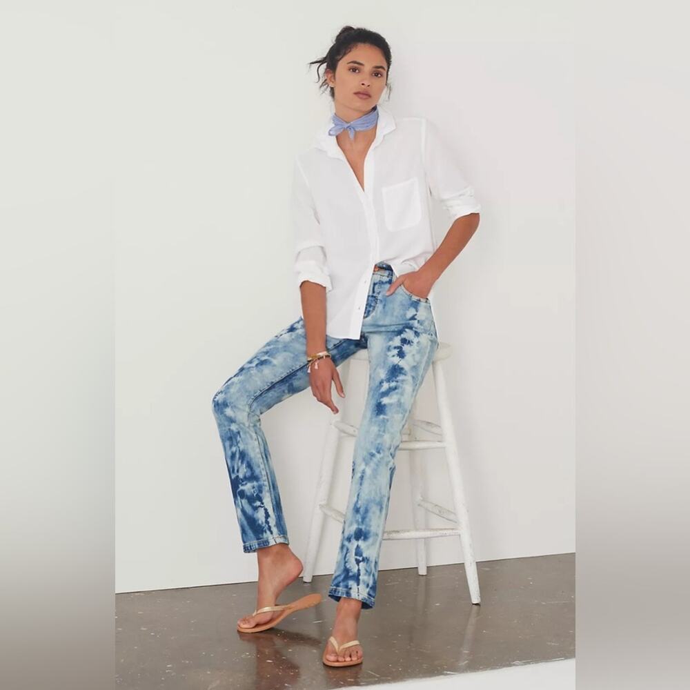 Pilcro and the Letterpress Blue and Cream Straight Leg Jeans